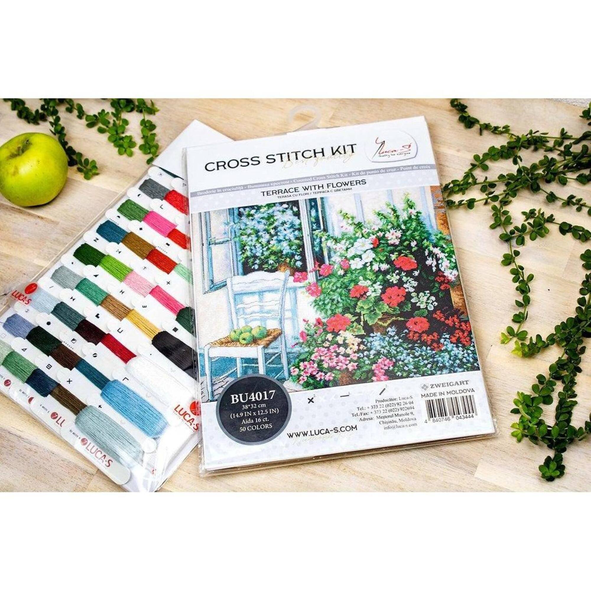 Luca-s Terrace With Flowers Counted Cross Stitch Kit